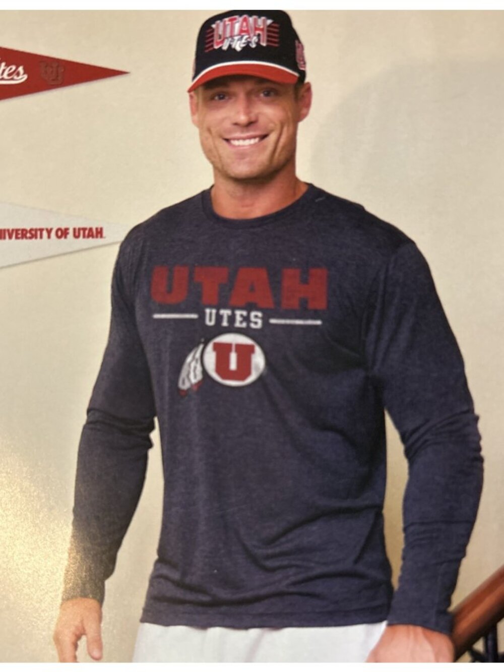 Utah Utes Colosseum Gray Distressed LS Crew Neck Shirt Men's L NEW